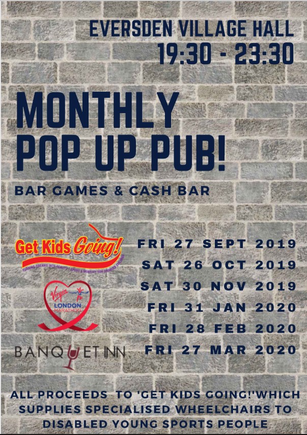 Monthly Pop Up Pub Starts 27 Sep 7:30pm