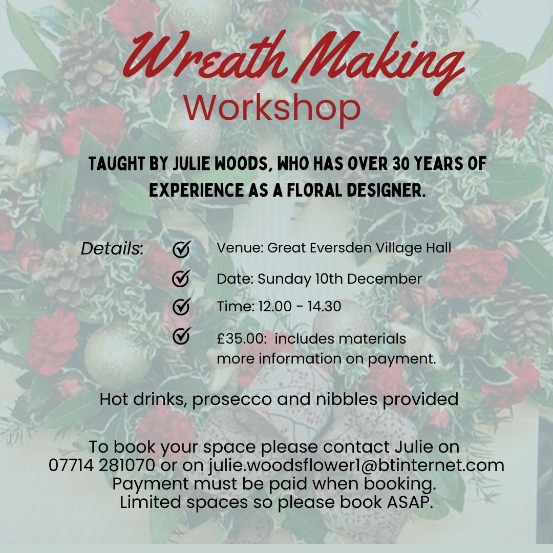 Wreath Making Workshop 10 Dec 12-2:30pm
